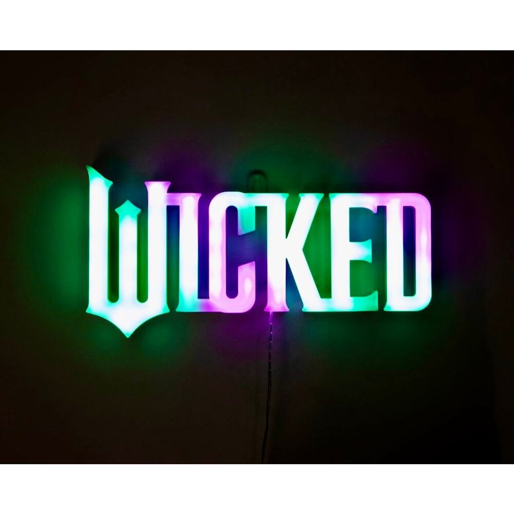 NIB WICKED Neon wall light Art Movie pink Green LED Universal City Studios